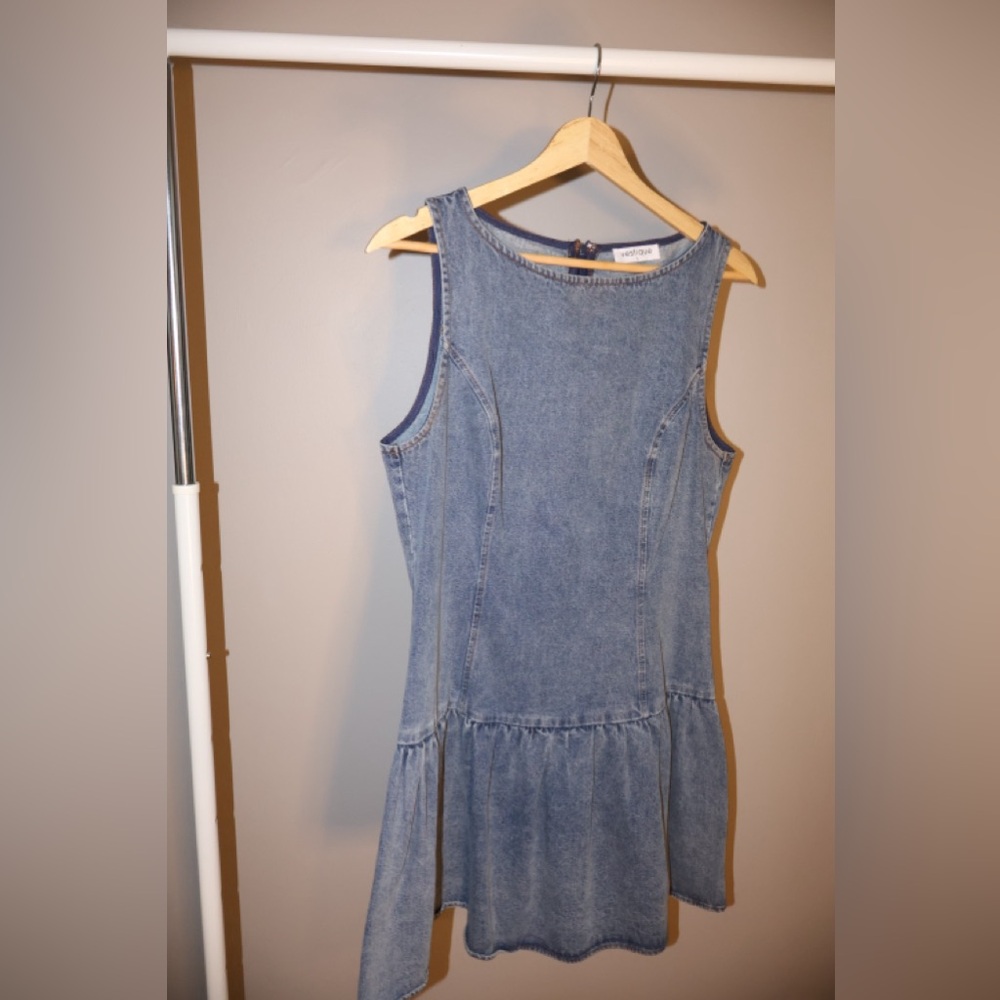 Vestique Denim Drop Waist Mini Dress Size L